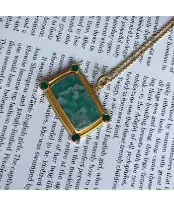 Pre-owned Lika Behar "My World" Necklace with Rectangle Aquaprase & Tsavorites 24K ouvre sa boutique