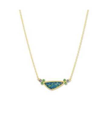 Lika Behar "Ocean" Freeform Opal & Emerald Necklace 24K Gold Amélioration de cerveau avec