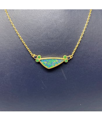 Lika Behar "Ocean" Freeform Opal & Emerald Necklace 24K Gold Amélioration de cerveau avec