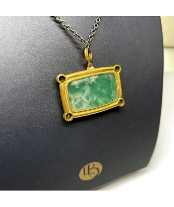 Pre-owned Lika Behar "My World" Necklace with Rectangle Aquaprase & Tsavorites 24K ouvre sa boutique