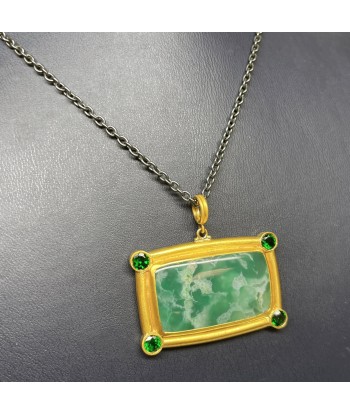 Pre-owned Lika Behar "My World" Necklace with Rectangle Aquaprase & Tsavorites 24K ouvre sa boutique