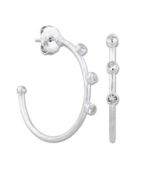 Lika Behar Silver 30mm Hoop Earrings with White Sapphires la chaussure