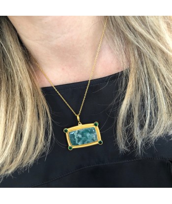 Pre-owned Lika Behar "My World" Necklace with Rectangle Aquaprase & Tsavorites 24K ouvre sa boutique