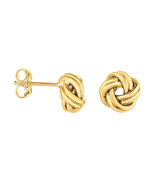 14K Yellow Gold Medium Muli-Row Love Knot Stud Earring des créatures d'habitude