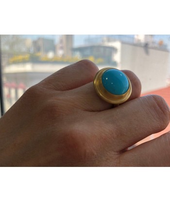 Pre-owned Lika Behar 22k Gold "Sloane" Sleeping Beauty Turquoise Ring à prix réduit toute l'année