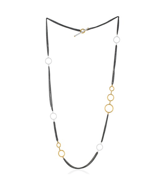 Lika Behar "Bubbles" Multichain Necklace in Sterling Silver & 24K Gold 36" BUB-N-115-GXSIL en stock