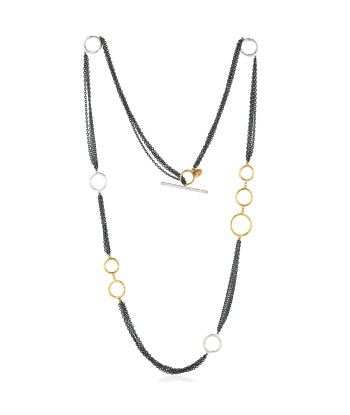 Lika Behar "Bubbles" Multichain Necklace in Sterling Silver & 24K Gold 36" BUB-N-115-GXSIL en stock