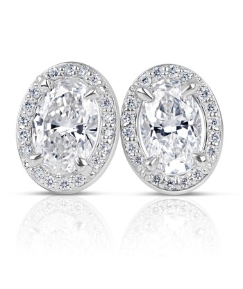 Oval Diamond Halo Stud Earrings 1.21 Carat tw. 18K White outlet