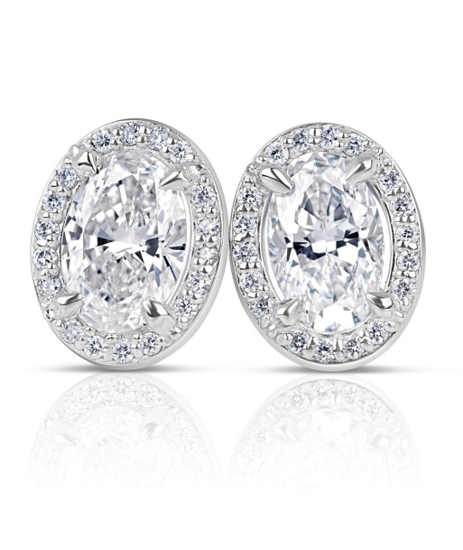 Oval Diamond Halo Stud Earrings 1.21 Carat tw. 18K White outlet