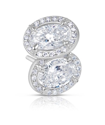 Oval Diamond Halo Stud Earrings 1.21 Carat tw. 18K White outlet