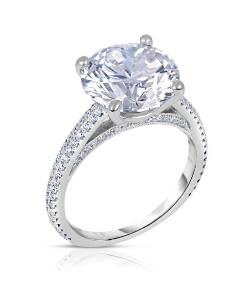 Round 5.04 Carat GIA Ideal Cut Diamond 18K White Gold Engagement Ring livraison et retour toujours gratuits