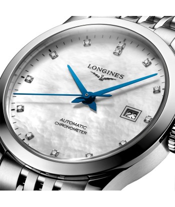 Longines Record 30MM Automatic Mother of Pearl Dial Diamond Watch L23214876 destockage