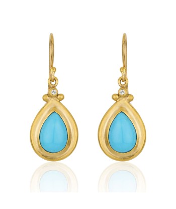 Pre-owned Lika Behar 24k Gold "Didyma" Sleeping Beauty Turquoise Drop Earrings DI-E-103-GDTQ À commander