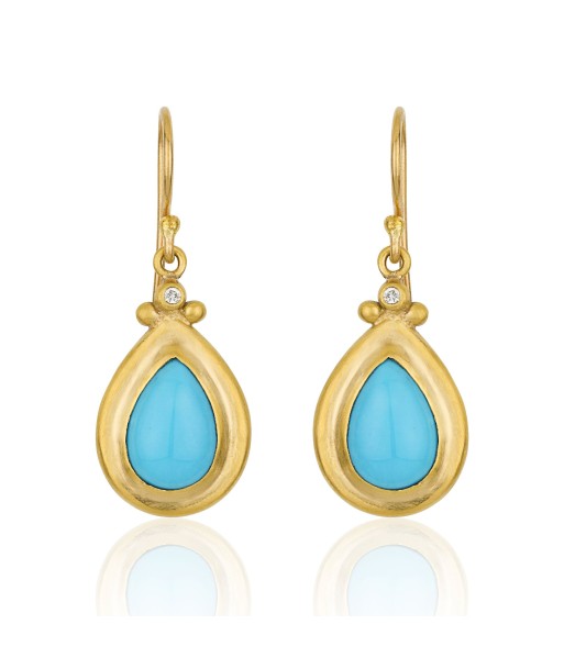 Pre-owned Lika Behar 24k Gold "Didyma" Sleeping Beauty Turquoise Drop Earrings DI-E-103-GDTQ À commander