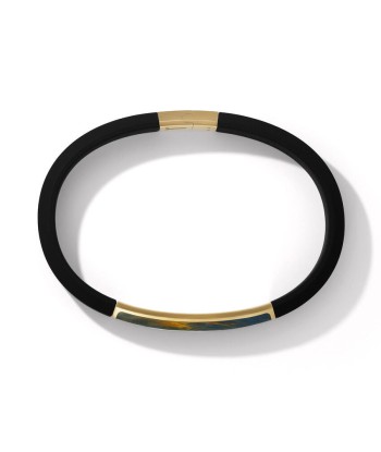 David Yurman Gents Streamline ID Black Rubber Bracelet with Pietersite and 18K Yellow Gold 2024