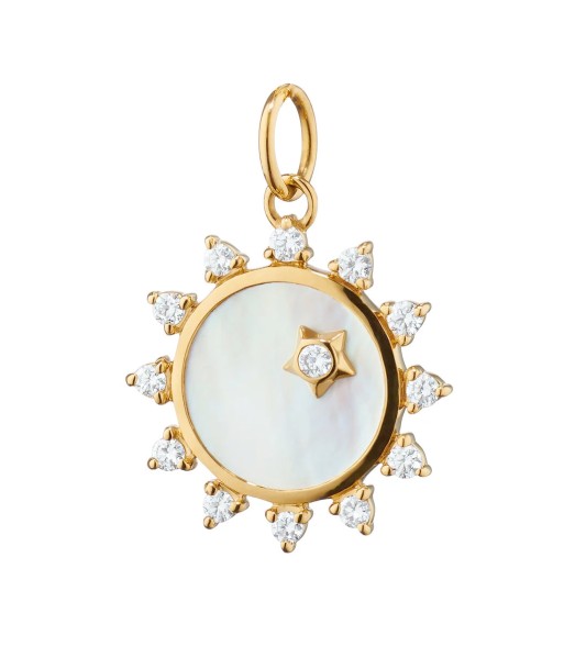 Monica Rich Kosann 18K Gold Mini Mother of Pearl Diamond Sun Charm Economisez 