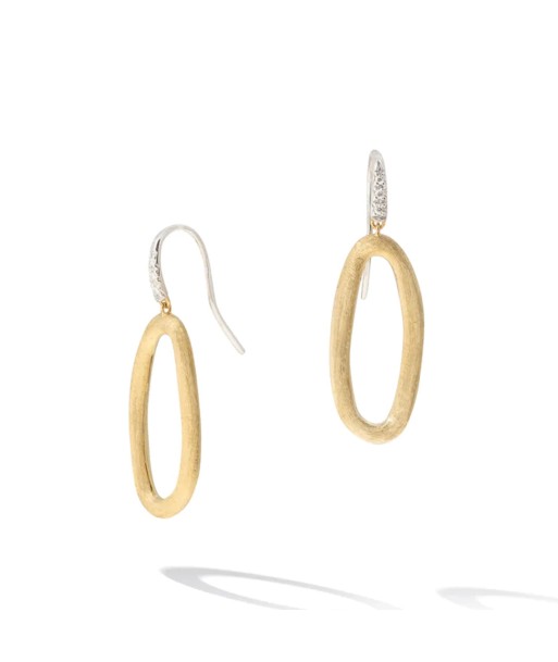 Marco Bicego Jaipur Link Collection 18K Yellow & White Gold Oval Link Diamond Hook Earrings pas cher chine