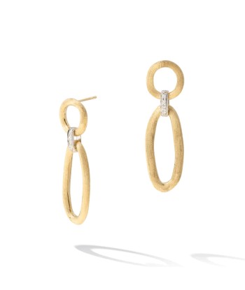 Marco Bicego Jaipur Link Collection 18K Yellow & White Gold Mixed Link Diamond Drop Earrings pas chere