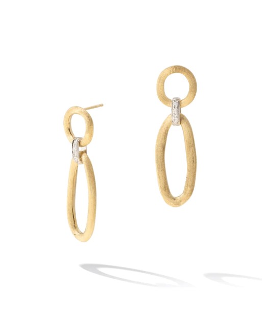 Marco Bicego Jaipur Link Collection 18K Yellow & White Gold Mixed Link Diamond Drop Earrings pas chere