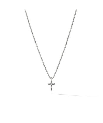 David Yurman Cable Collectibles Kids Cross Necklace in Sterling Silver with Center Diamond meilleur choix