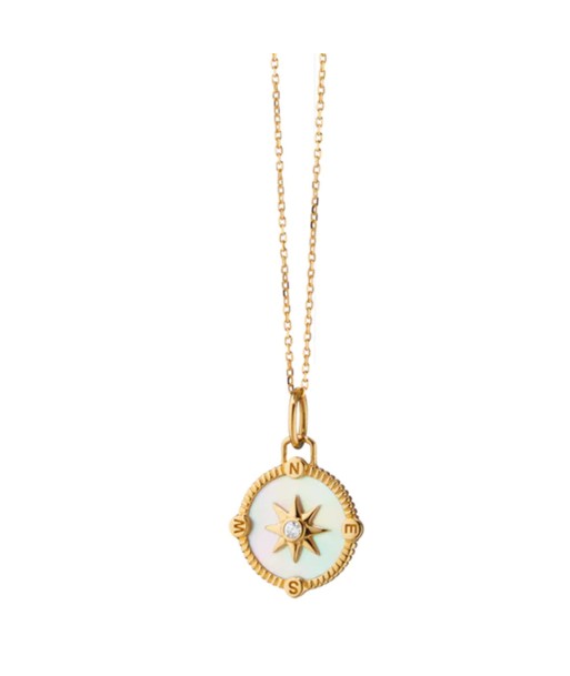 Monica Rich Kosann 18k Gold Mini Adventure Compass Charm Necklace Véritable concentré