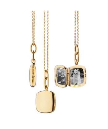 Monica Rich Kosann Slim "Viv" Locket Necklace 18k Gold Amélioration de cerveau avec