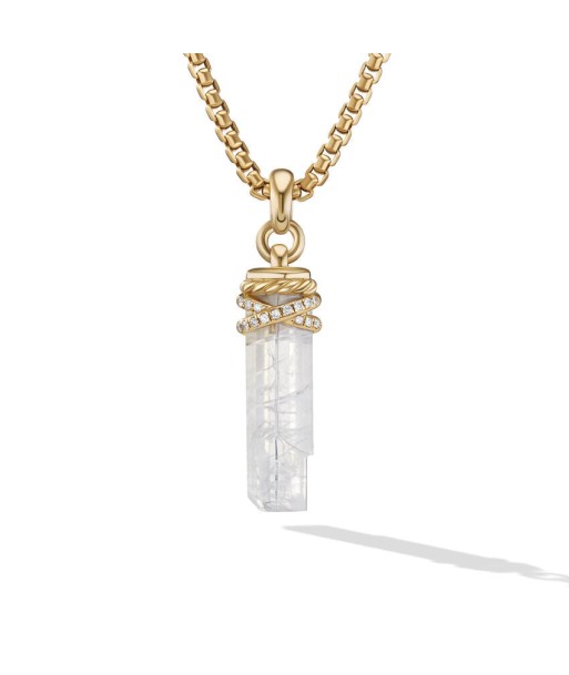 David Yurman Wrapped Rainbow Moonstone Crystal Amulet with 18K Yellow Gold and Pave Diamonds de France