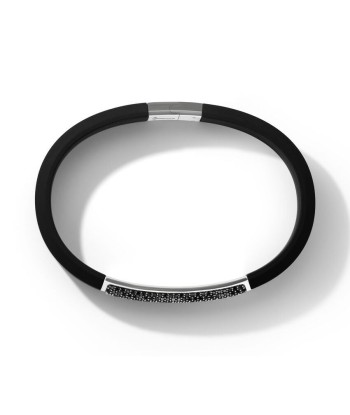 David Yurman Gents Streamline ID Black Rubber Bracelet with Pave Black Diamonds acheter en ligne