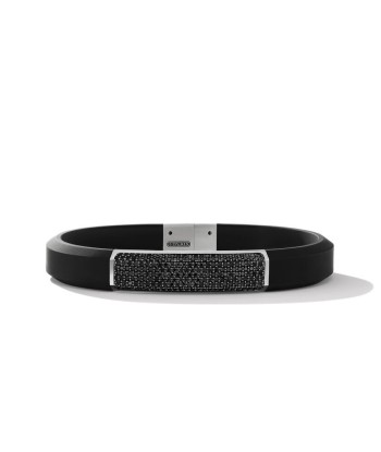 David Yurman Gents Streamline ID Black Rubber Bracelet with Pave Black Diamonds acheter en ligne