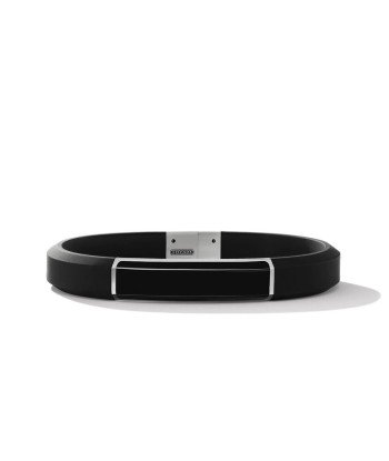 David Yurman Gents Streamline ID Black Rubber Bracelet with Black Onyx, 10MM paiement sécurisé