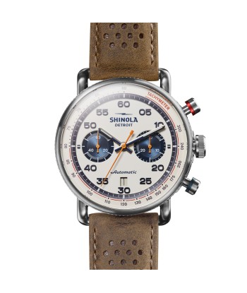 Shinola 44MM Limited Edition Canfield Speedway Brown Leather Watch S0120250982 Lap 05 soldes