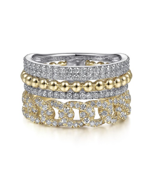 Gabriel 14K White-Yellow Gold Wide Band Layered Diamond Easy-Stackable, 11.4MM ou a consommer sur place