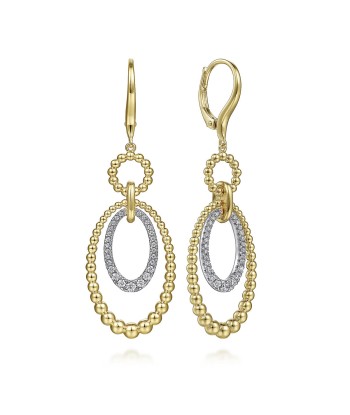 Gabriel 14K White-Yellow Gold Bujukan Diamond Drop Earrings, 34.5mm outlet