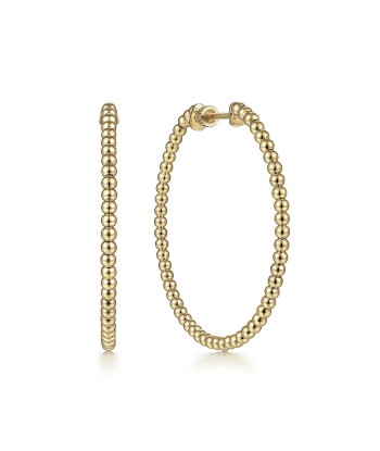 Gabriel 14K Yellow Gold 40mm Beaded Round Classic Hoop Earrings de France