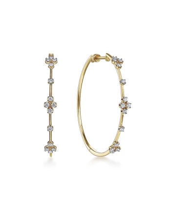 Gabriel 14K Yellow Gold Prong Set 40mm Round Classic Diamond Hoop Earrings les ligaments