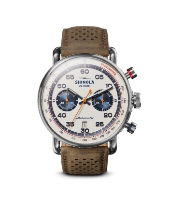 Shinola 44MM Limited Edition Canfield Speedway Brown Leather Watch S0120250982 Lap 05 soldes