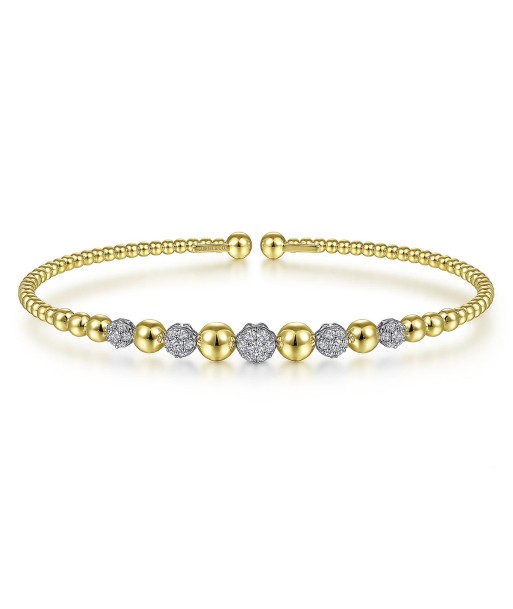 Gabriel 14K Yellow-White Gold Bujukan Cuff Bracelet with Pave Diamond Stations l'évolution des habitudes 