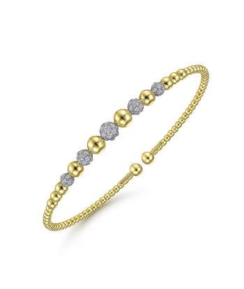 Gabriel 14K Yellow-White Gold Bujukan Cuff Bracelet with Pave Diamond Stations l'évolution des habitudes 