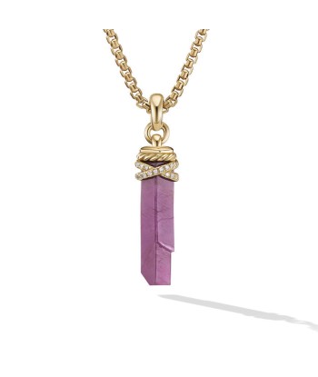 David Yurman Wrapped Ruby Crystal Amulet with 18K Yellow Gold and Pave Diamonds le des métaux précieux