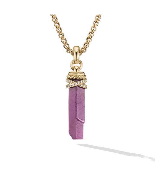 David Yurman Wrapped Ruby Crystal Amulet with 18K Yellow Gold and Pave Diamonds le des métaux précieux