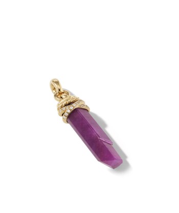 David Yurman Wrapped Ruby Crystal Amulet with 18K Yellow Gold and Pave Diamonds le des métaux précieux