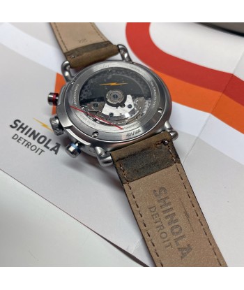 Shinola 44MM Limited Edition Canfield Speedway Brown Leather Watch S0120250982 Lap 05 soldes