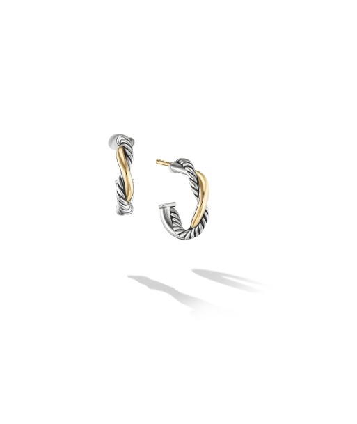 David Yurman Petite Infinity Huggie Hoop Earrings in Sterling Silver with 14K Yellow Gold Fin de série