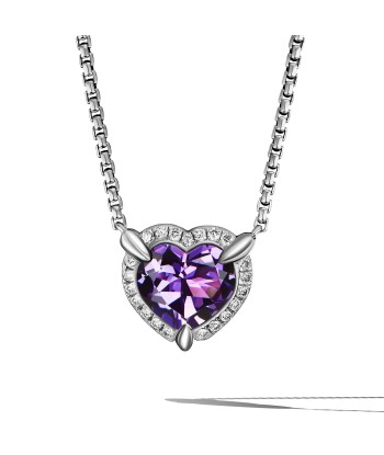 David Yurman Chatelaine 10MM Heart Necklace in Sterling Silver with Diamonds 50% de réduction en Octobre 2024