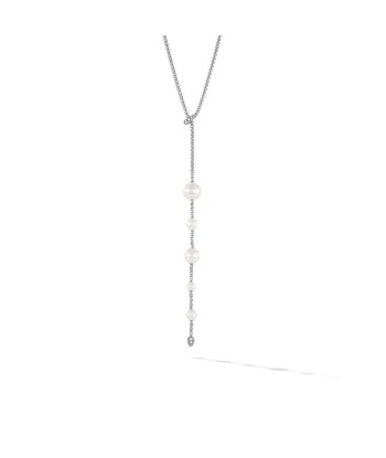 David Yurman Pearl and Pave Y Necklace in Sterling Silver with Diamonds 50-70% off 