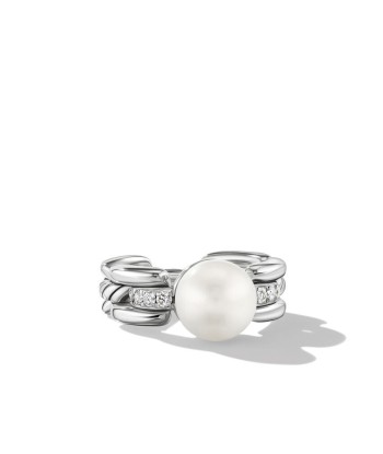 DY Madison Pearl Ring in Sterling Silver with Pave Diamonds Les magasins à Paris