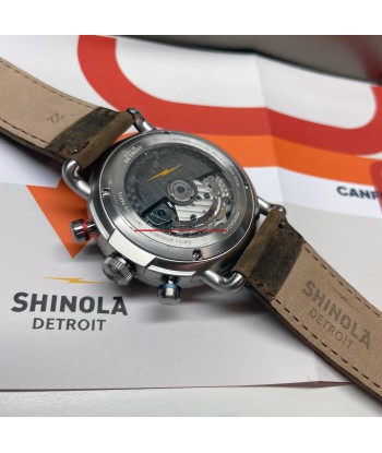 Shinola 44MM Limited Edition Canfield Speedway Brown Leather Watch S0120250982 Lap 05 soldes