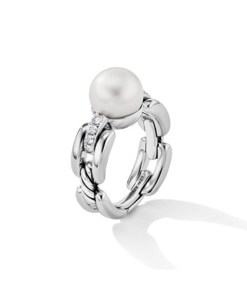 DY Madison Pearl Ring in Sterling Silver with Pave Diamonds Les magasins à Paris