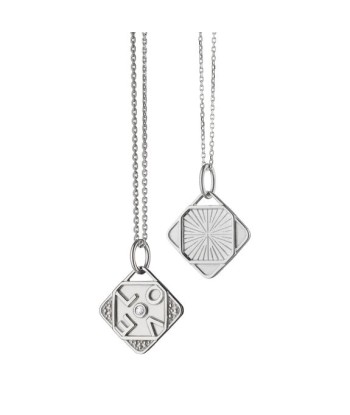 Monica Rich Kosann Mini "Love" Sterling Silver Charm Necklace with White Sapphires Véritable concentré