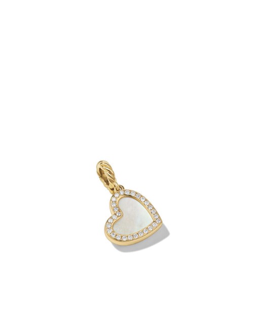 DY Elements Heart Pendant in 18K Yellow Gold with Mother of Pearl and Pave Diamonds en ligne